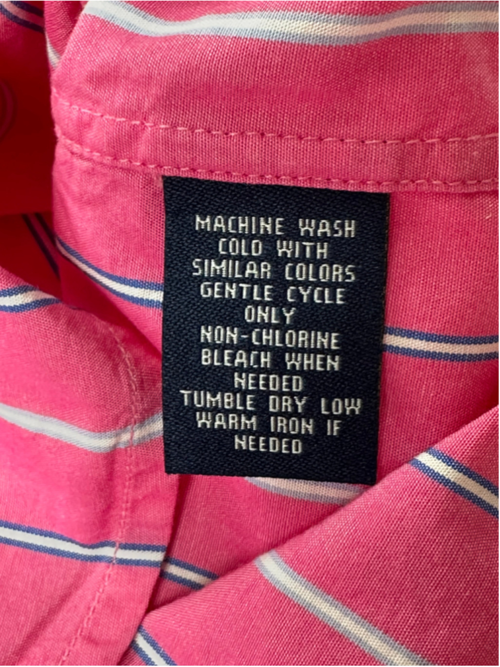 Chaps Women’s Pink Striped Contrast Collar Button Down Shirt Size M - Picture 12 of 12